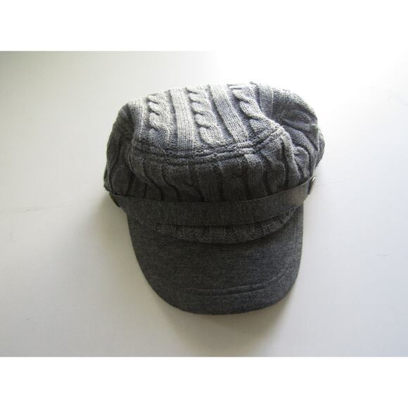 Gray Cable Knit Newsboy Cap Cabbie Hat Visor Brim One Size - Picture 1 of 7